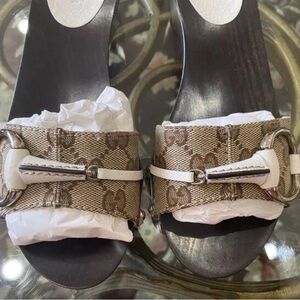 Gucci Monogram  Brown Slide Sandals